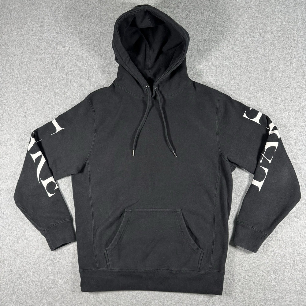 LAKE Tiger Eagle Graphic Pullover Hoodie Black Sleeve Logo Size S Made in USA